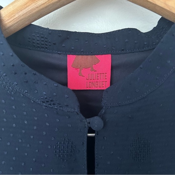 Juliette Longuet 100% silk navy blouse L - Picture 2 of 5